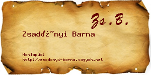 Zsadányi Barna névjegykártya